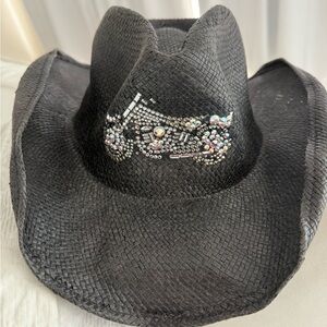 Black Rhinestone Embellished Cowboy Hat